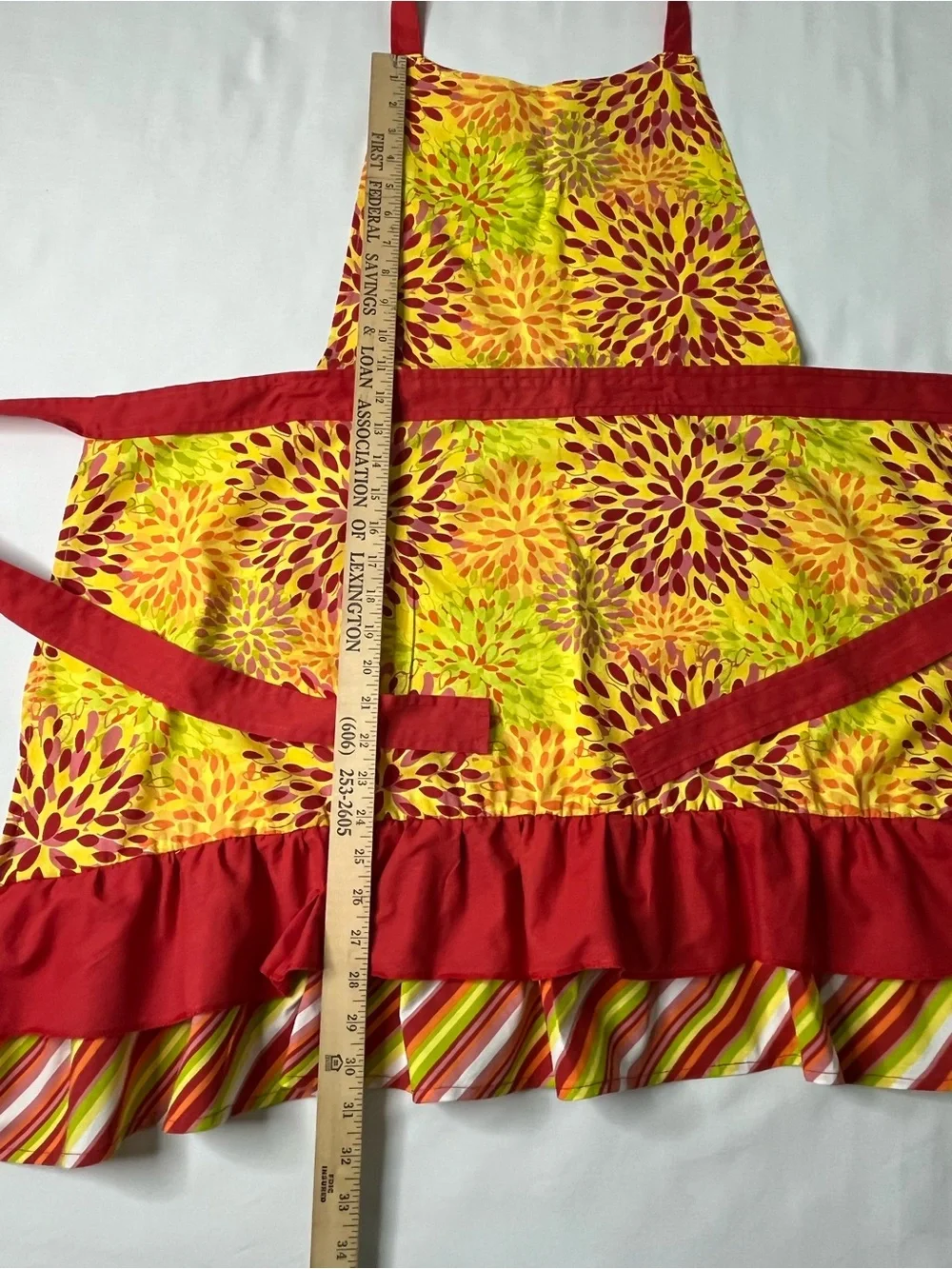 Fiesta Brand Yellow Floral Apron with Red Trim